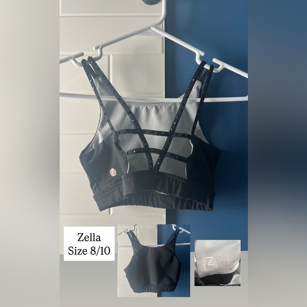 Zella Black hand rhinestoned sports bra